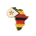 Zimbabwe flag enamel pin in Africa map shape with gold plating and vibrant colors - Zimbabwe Map