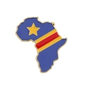 Congo DRC flag map brooch pin in gold plated finish for backpacks and clothing - D.R. Congo Map