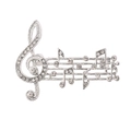 Eleganter silberner Musiknoten-Anstecker mit funkelnden Kristall-Straßsteinen - Silber
