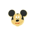 Dettaglio della spilla smaltata Topolino con viso sorridente e bordi in metallo dorato - Stile testa di topo dei cartoni animati classico (xz1606)