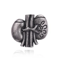 Vintage silver anatomical kidney brooch pin with detailed vascular structure for medics - Kidney Shape (Gun Black)