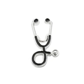 Broche stéthoscope en argent poli avec émail noir pour les professionnels de santé - Stéthoscope (XZ511) / Noir Argenté