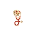 Broche stéthoscope dorée minimaliste avec émail rouge et fermoir papillon au dos - Stéthoscope (XZ511) / Or Rouge