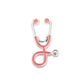 Broche stéthoscope en émail argenté et rose corail pour blouses médicales et sacs - Stéthoscope (XZ511) / Rose Argent