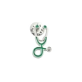 Broche stéthoscope en métal argenté et émail vert foncé avec attache papillon de qualité - Stéthoscope (XZ511) / Argent Vert