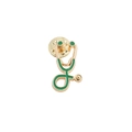 Broche stéthoscope dorée en émail vert avec fermoir papillon pour le personnel médical - Stéthoscope (XZ511) / Or Vert