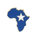 Goldene Anstecknadel mit Afrika-Karte, dunkelblauem Emaille und weißem Stern - Somalia