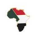 Sudan-Flaggen-Anstecknadel in Afrika-Kartenform mit Goldrand und Emaille-Farben - Sudan