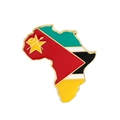 Afrika-Landkarten-Brosche mit Mosambik-Flaggen-Design und goldener Emaille-Veredelung - Mosambik