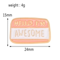 Spilla in smalto rosa e bianco con scritta dorata Hello I'm Awesome per borse e abiti - Rosa Bianco Misto Awesome (XZ822)