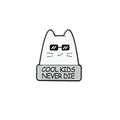Pin's chat blanc rigolo avec lunettes de soleil et message COOL KIDS NEVER DIE - Style Chat Cool Kids Never Die (XZ2224-3)