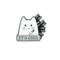Pin's en émail chat blanc rigolo avec bannière 'IT'S COOL' et flèches - Style Chat It's Cool (XZ2224-4)