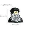 Καρφίτσα σμάλτου Leonardo da Vinci με διαστάσεις 27mm x 26mm και βάρος 6 γραμμάρια - Πορτρέτο Καλλιτέχνη Πανεπιστήμονα