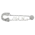 Silver Mashallah brooch with rhinestones and Arabic calligraphy in a polished finish - Silver Style (XZ1517)