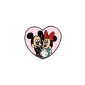 Pink heart-shaped enamel pin featuring Mickey and Minnie Mouse cartoon design - Pink Heart Double Cartoon Style (xz2020)