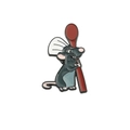 Enamel pin of Remy from Ratatouille with chef hat and spoon on a white background - Chef Hat Grey Mouse Style (xz2028)