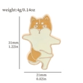 Cartoon Shiba Inu enamel pin in yellow and white alloy with dimensions and weight - Sitting Shiba Inu Style (XZ2276-1)