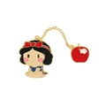 Cute enamel Snow White and bitten apple brooch pin with a golden connecting chain - Black Hair Girl with Apple Chain Style (xz1977)