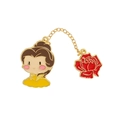 Cute cartoon Belle princess enamel pin with red rose and golden chain accessory - Yellow Dress Girl with Rose Chain Style (xz1979)