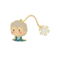 Cute Elsa cartoon enamel pin with snowflake pendant and golden chain link accessory - Blue Long Dress Girl with Snowflake Chain Style (xz1980)
