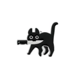 Quirky black cat enamel brooch holding a miniature knife with polished metal edges - Black Cat With Knife In Mouth (xz1136)