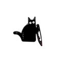 Cartoon black cat enamel pin holding a knife, creative funny animal metal badge accessory - Black Cat With Bloody Knife (xz1513)