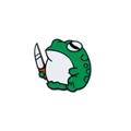 Grappige groene emaille pin van cartoon kikker met mesje voor kleding decoratie - Kikker met mes (xz1858)