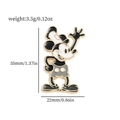 Classic Mickey enamel pin in black and white finish with gold metal borders - Standing Cartoon Mouse Style (xz2007)