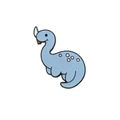 Schattige lichtblauwe dinosaurus emaille speld met roze stippen en een mesje - Blauwe dinosauriër met mes (xz2203-2)