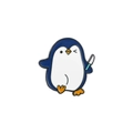 Schattige pinguïn emaille speld met een klein mesje van zinklegering en hars - Knipogende pinguïn met mes (xz2203-4)