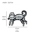 Maattabel voor de donkere skelet kat emaille pin met hoogte en breedte maten - Zittende Skeletkat (XZ2358-2)