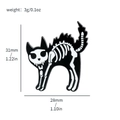 Black enamel cat skull pin with white texture for Halloween, 31mm height variant - Angry Skeleton Cat (XZ2358-5)