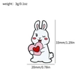 Pin de esmalte de conejo blanco con corazón rosa con dimensiones y peso detallados - Xz2329-3