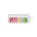 Creative social battery enamel pin with sliding lightning bolt indicator in yellow finish - Social Battery - White (XZ2300-2)