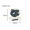 Detail of mummy cat enamel pin with dimensions 29mm by 28mm and weight 4.5g - Black Mummy Cat Style (XZ3020-1)