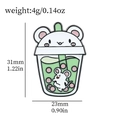 Cartoon milk tea enamel brooch with animal ears and cute mouse pattern, 4g weight - Mouse Style(XZ3047-2)