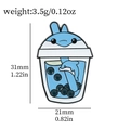 Creative blue dolphin bubble tea enamel pin with measurements 31mm height and 3.5g weight - Dolphin Style(XZ3047-1)