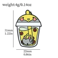 Cockatiel bubble tea enamel pin featuring a yellow cartoon bird cup design in zinc alloy - Chicken Style(XZ3047-4)