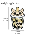 Bulldog milk tea enamel pin with 31mm height and 20mm width specifications - Bulldog Style(XZ3047-6)