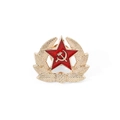 Spilla stella rossa CCCP con emblema martello e falce d'oro e corona di grano dorata - Corona Stella Martello Falce