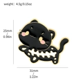 Zwarte emaille kattenspeld met visgraat detail, 31x25mm voor leuke tas accessoire - Skelet Zwarte Kat Stijl (XZ3020-8)