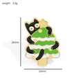 Detalle de pin esmaltado de gato negro abrazando árbol de Navidad con medidas técnicas - Gato Negro Con Árbol de Navidad (XZ3354-2)