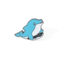 Cartoon light blue dolphin enamel brooch badge with a minimalist white background - Dolphin With Knife Style (XZ2332-1)