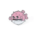 Pink pufferfish enamel pin with a knife, cute cartoon sea creature brooch accessory - Pufferfish With Knife Style (XZ2332-2)