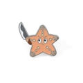Cartoon orange starfish enamel pin with angry expression and knife accessory - Starfish With Knife Style (XZ2332-4)
