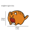 Cute orange cartoon tiger enamel pin with sword detail and dimensions shown - Orange Tiger with Knife (XZ2280-1)
