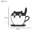 Pin's émaillé chat noir dans une tasse blanche, badge en métal taille 29mm et poids 4g - Style Tasse à Café Chat Noir (XZ3155-5)