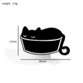 Pin's émaillé chat noir dormant dans un bol, accessoire créatif en métal de 17x30mm - Style Chat Noir Dormant Dans Un Bol (XZ3155-6)