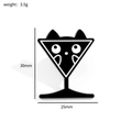 Épinglette créative en émail de chat noir dans un verre à martini, 30mm et 3,5g - Style Chat Noir Verre à Martini (XZ3155-8)