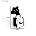 Broche en émail chat noir créatif sortant d'un flacon blanc, 32x19mm - Style Chat Noir Dans Un Flacon de Médicament (XZ3155-12)
